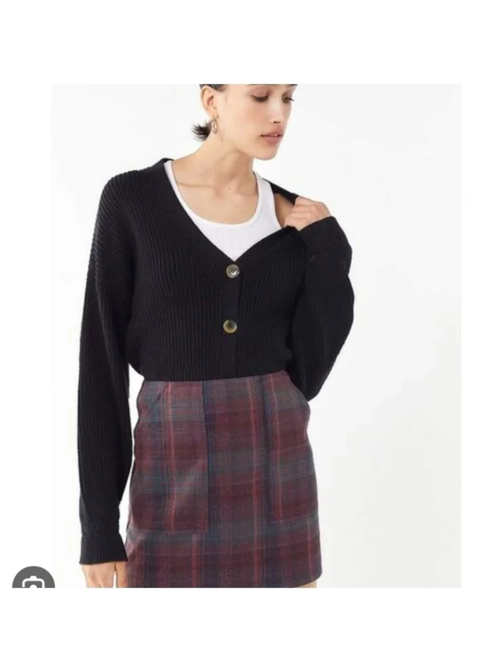 Urban outfitters Kai navy knit cropped button up cardigan
